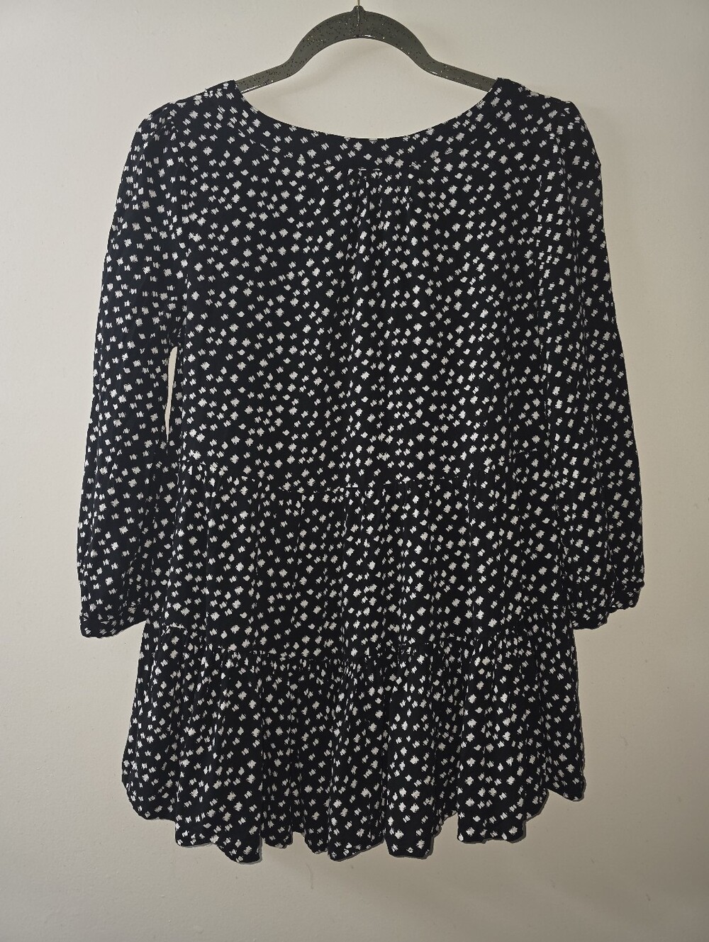 Maeve By Anthropologie Black And White Polka Dot Button Front Swing Blouse Small - Picture 6 of 7